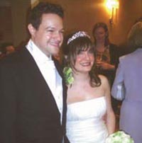 A happy Spencer and Nicola at their wedding