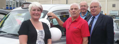 Some of the DaC drivers taking the children to Maldon: L-R Janet Ramsden, John Dixon, Brian Fox (behind) and WCHCD Master Michael Davies